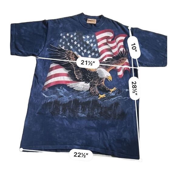 Vintage The Mountain American Bald Eagle USA Flag Dyed T-Shirt size L - Picture 5 of 6